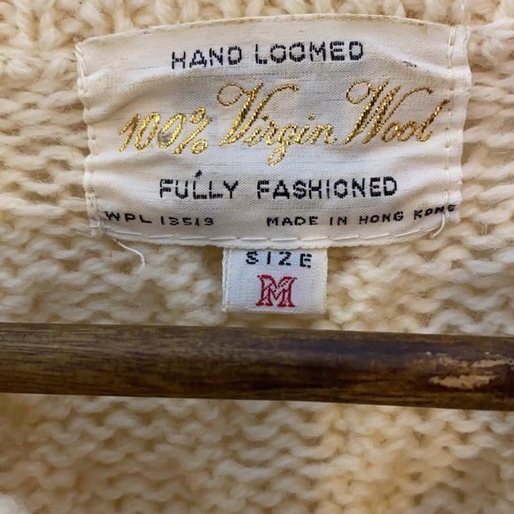 Vintage‎ 100% wool hand loomed cable knit sweater - Picture 5 of 7